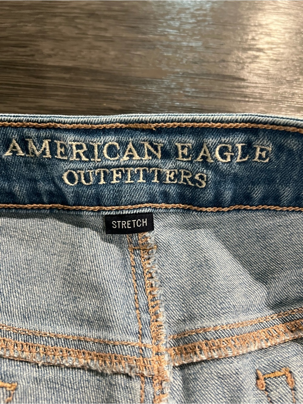 American Eagle Outfitters Light Wash Distressed Denim Shorts with Lace Panels - Picture 4 of 4